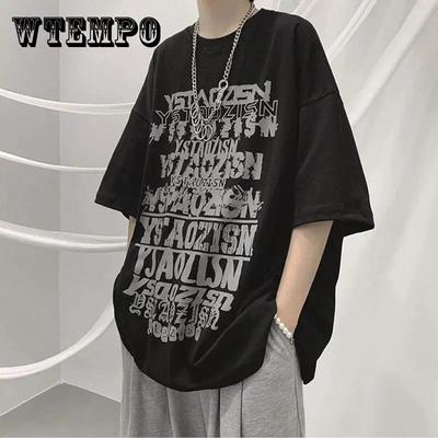 Hip Hop Men T-Shirt Harajuku  Letter Print Short Sleeve Mens T Shirts Cotton Loose Streetwear Summer Tops Tees