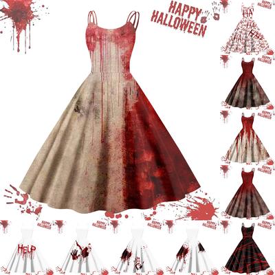 Women's Casual Halloween Printed Suspender Vintage Dress