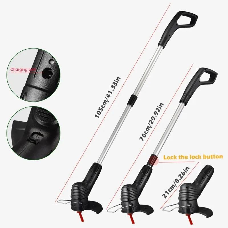 Cordless Electric Grass Trimmer Handheld Rechargeable Lawn Mower Garden Tool for Flower Beds Pruning Trimming Small Yard