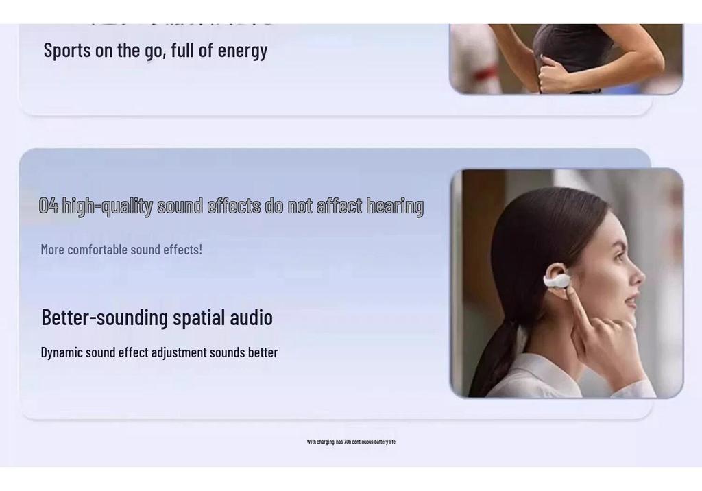 Bone Conduction Wireless Bluetooth Earbuds - 2026 Model, Ear Clip/Hooks for Men & Women Sports