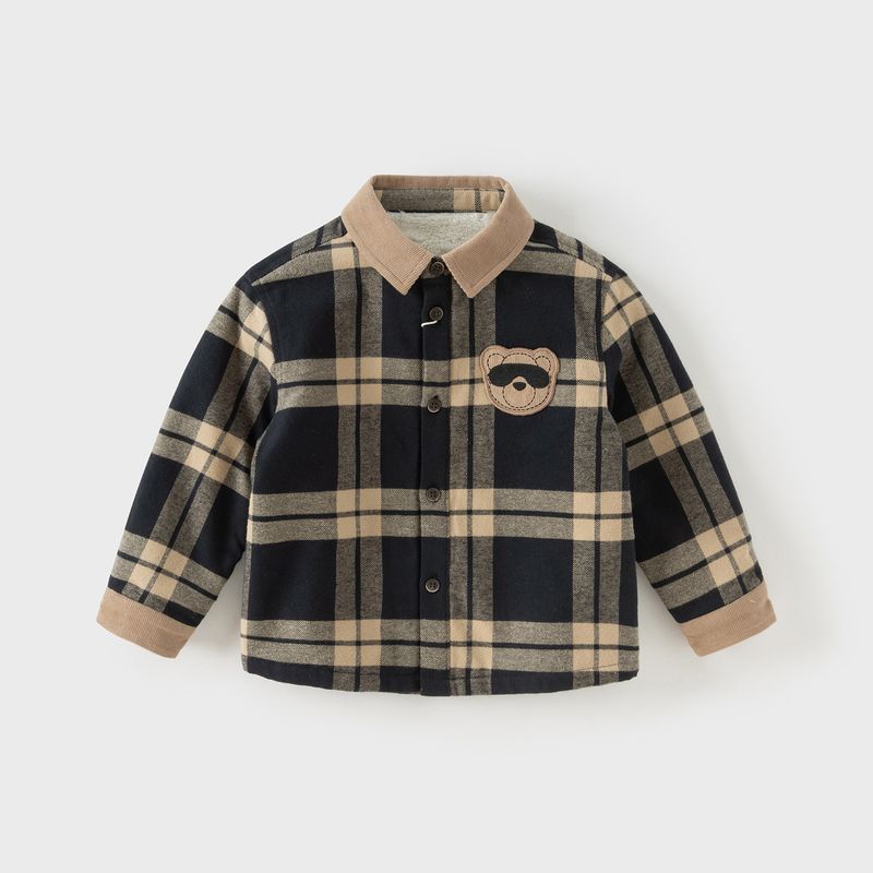 David Bella Children s Fleece-Lined Shirt for Boys, Class a Plaid Shirt, 2026 Winter New Stylish Toddler Jacket