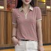 Summer short-sleeved lapel shirt 2025 new women's summer ice silk t-shirt thin top