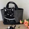 Fashion Embroidery Design Handbag Large Capacity Canvas Lunch Bag Multifunctional Portable Shopping Bag Commuting Bag