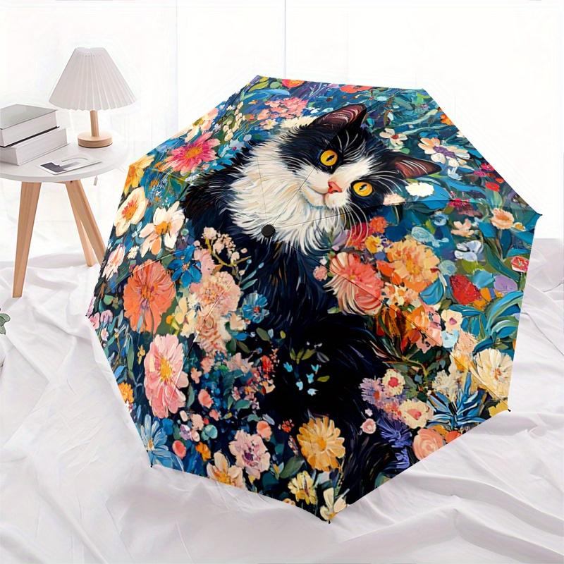 

1pc Colorful Garden Cat Automatic Opening and Closing Umbrella - Lightweight 3-Fold Design, Suitable for Fans, Travel, Daily Use, Interesting Shape, C