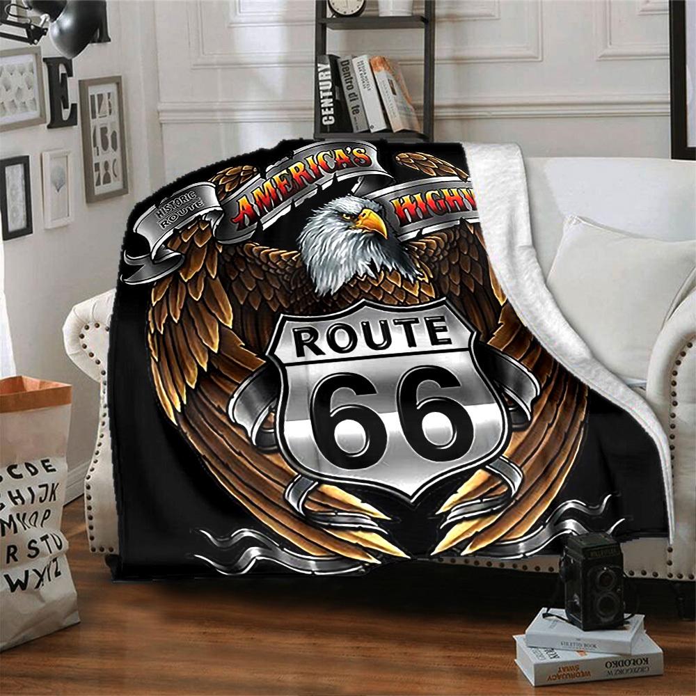 1 Stück Route 66 Highway Weiche Flanell-Ganzjahres-Decke für Zuhause, Büro, Außenbereich Strapazierfähiger Komfort Weiche Warme Decke für Zuhause