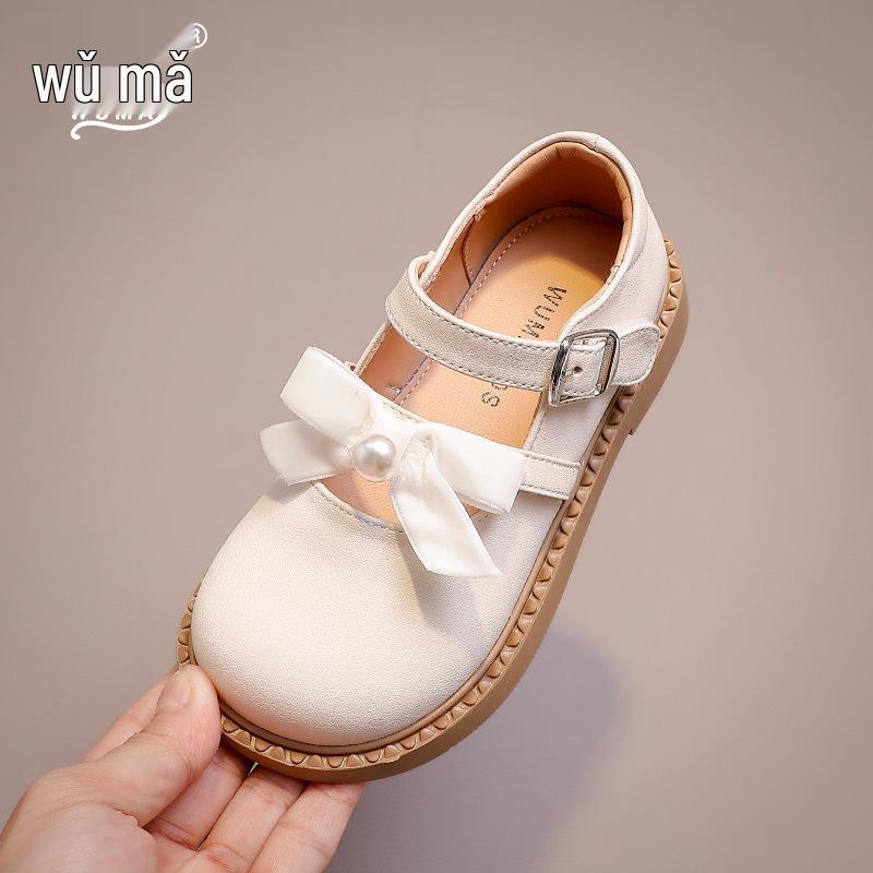 Wuma Mädchen Perlen Schleife Prinzessin Lederschuhe, Frühling/Herbst 2025