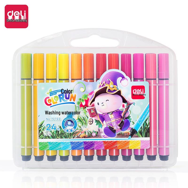Deli Triangular Washable Watercolor Pencils & Crayons Set for Kids