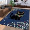 Black Cat Christmas Themed Carpet with Snowflakes and Holly Design Suitable for use as an anti-slip for living room bedroom sofas