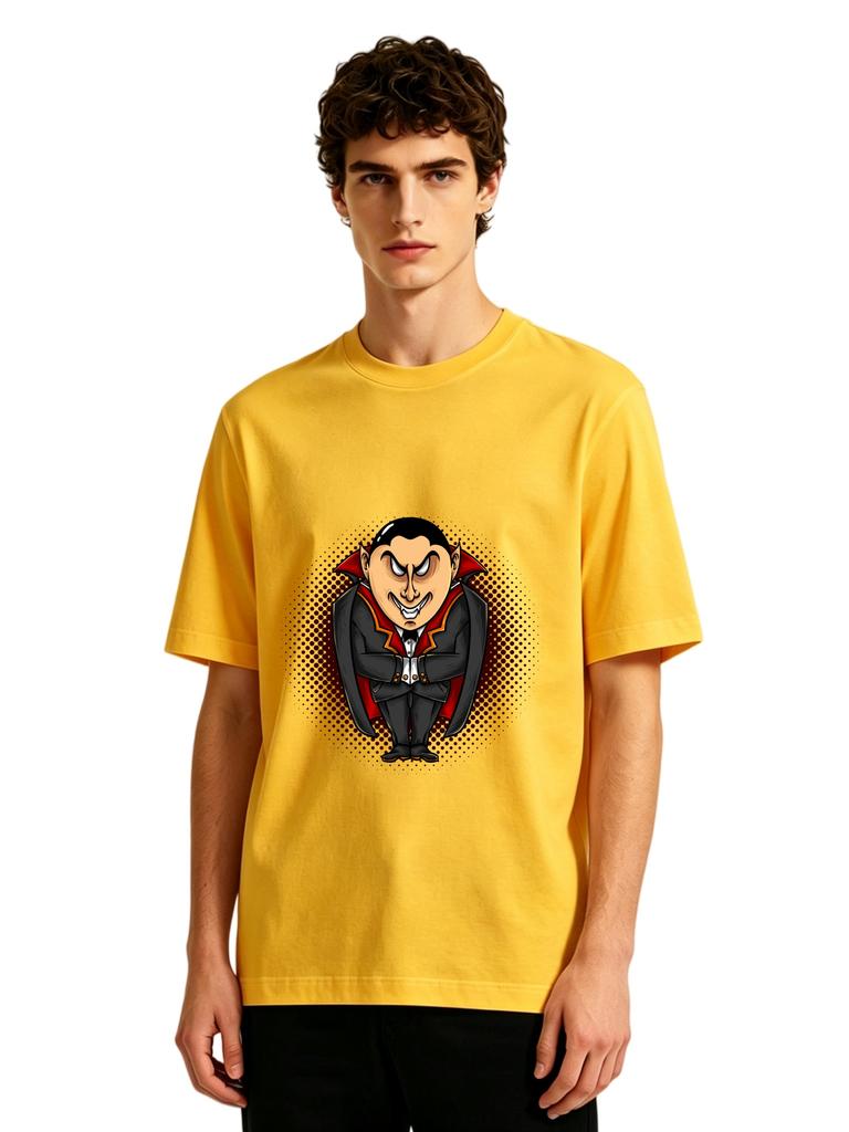 Mens Cartoon Dracula Vampire Graphic Tshirt Funny Halloween Print Casual Short Sleeve White Cotton Tee
