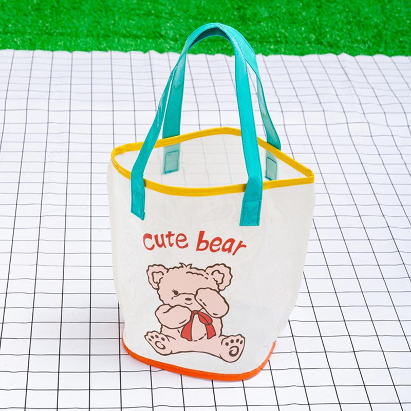 Cartoon PVC Beach Bag Transparent Swimming Fitness Bag Portable Shopping Bag Children's Toy Storage Bag
