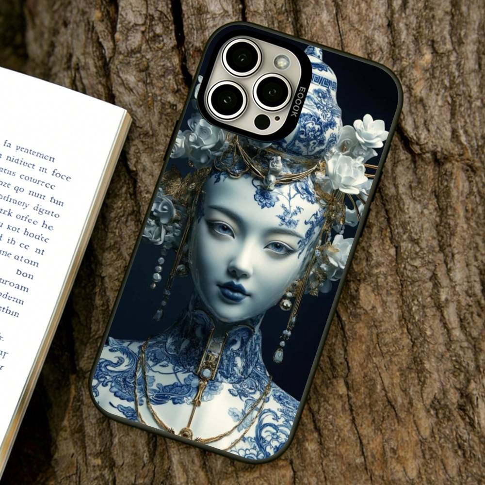 

Blue & White Grace Phone Case For iPhone 17,16,15,14,13,12,11 Plus,Pro Max,XS,Colorful Silver Phone case Funda Cover iPhone17