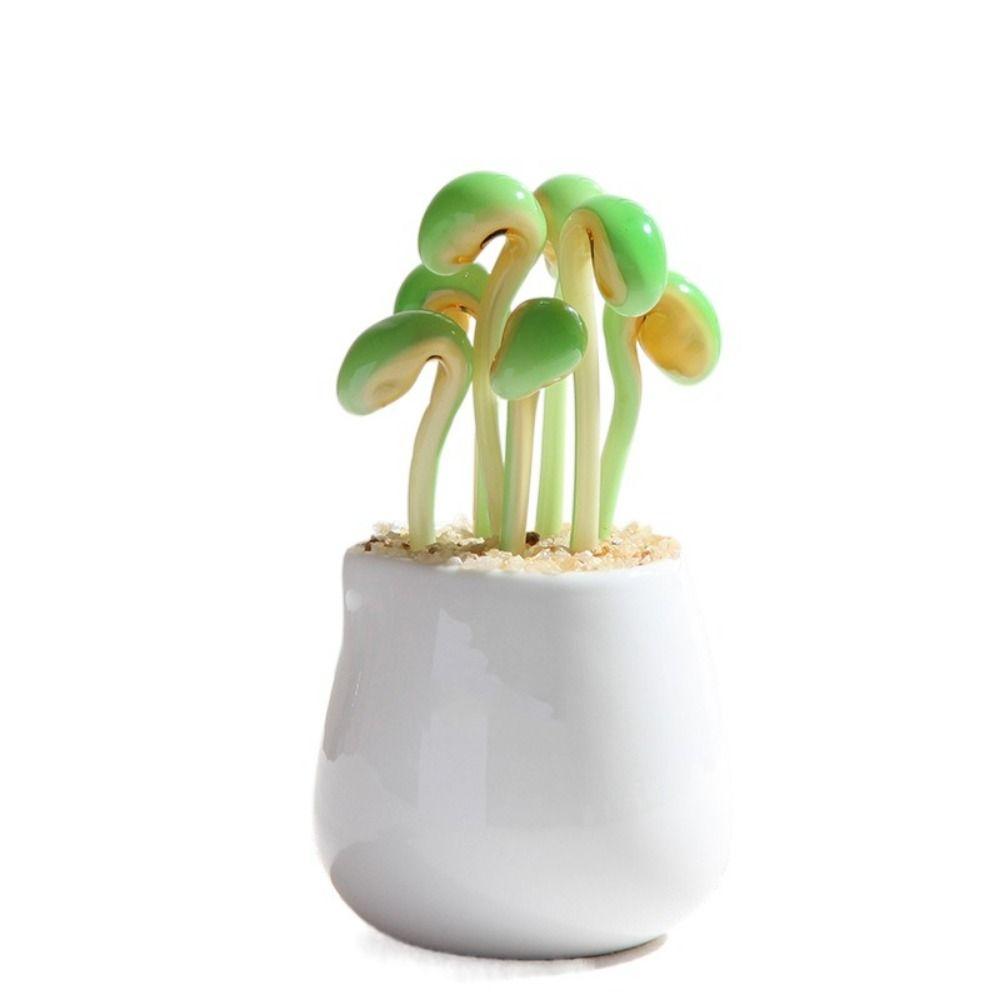 Creatieve Handgemaakte Glazen Potplanten Bloemen Ornament Platte Bodem Schattige Mini Bonsai Levendig Draagbaar Glazen Boeket Beeld Thuis