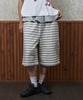 Lujeoseukeulleob [Jamaehwa] Frill Layered Striped Bermuda Sweatpants Gray