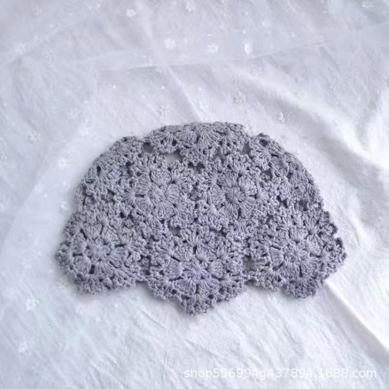 Fashion Flower Embroidery Hollow Crochet Knitted Hat French Retro Beanie Accessories