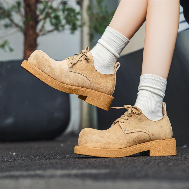 Retro Distressed Men's & Women's Round Toe Platform Derby Shoes - Autumn Collection 14411-J