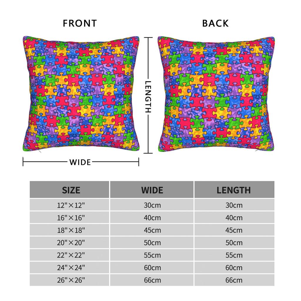 Watercolor Textured Autism Awareness Puzzle Pillowcases Kawaii Pillow Case For Sofa Home Decoration Soft Pillow Cover
