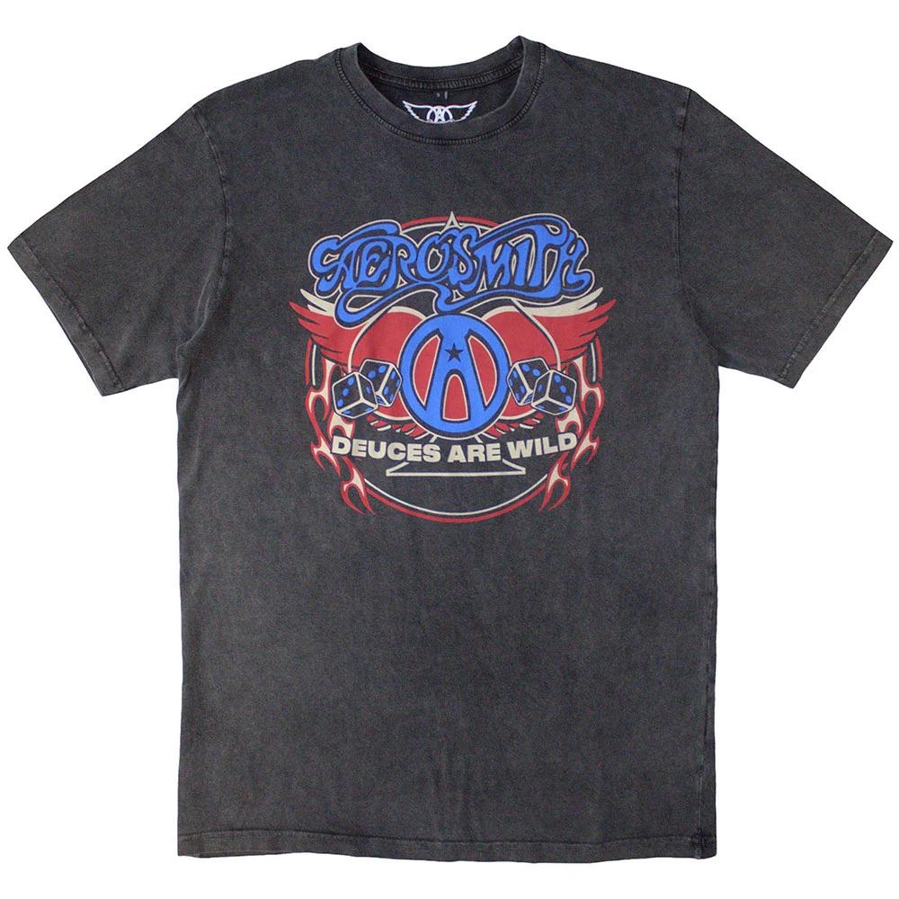 Aerosmith Rainbow Spade T Shirt Grey Premium Stone Wash Official New S M L S