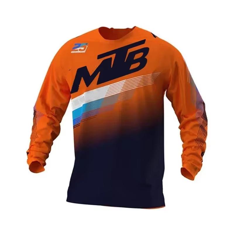 Breathable MTB Long Sleeve Shirt Gradient Print Mountain Bike Dirt Bike Family Riding Jersey