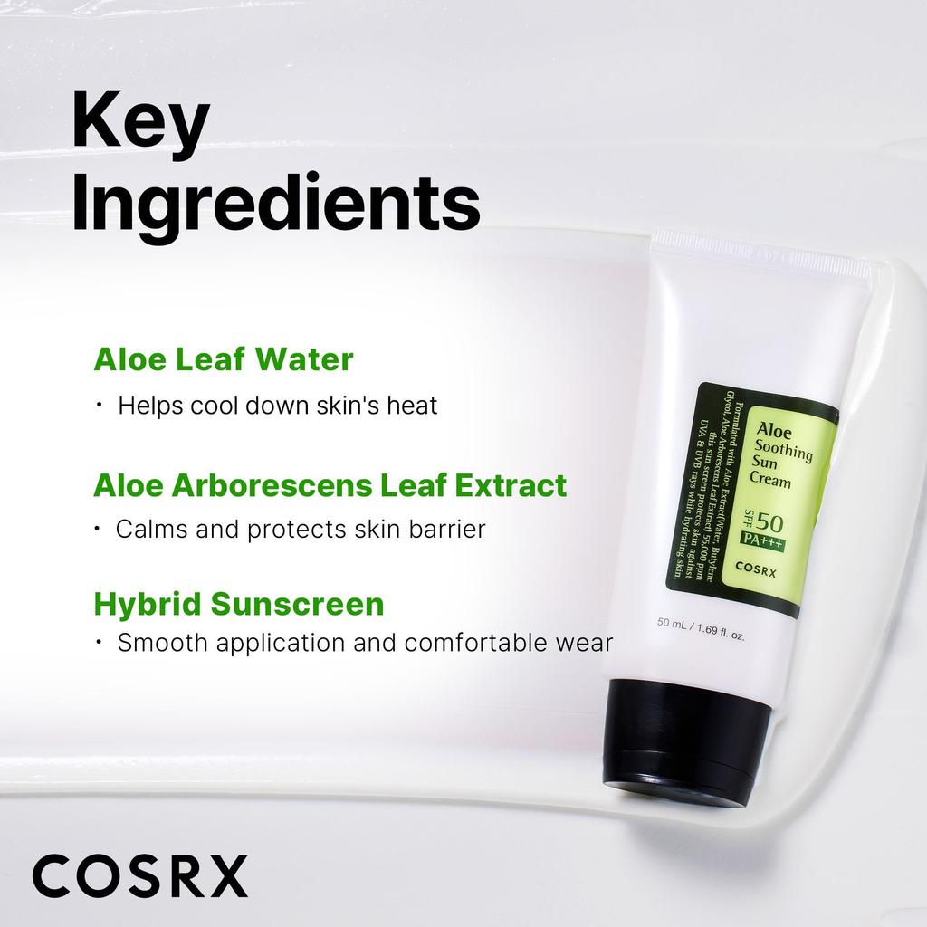 COSRX Aloe Soothing Sun Cream SPF50+ PA+++ 50ml (2 Options)
