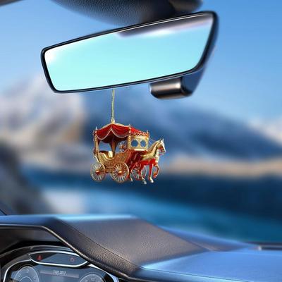 Car Rearview Mirror Pendant Creative Funny Christmas Pendant Sleigh Car Acrylic Interior Ornaments Carriage Accessories 2D G6H0