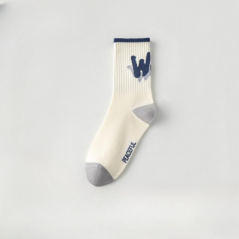 5 Pairs of Men's Spring and Autumn Pure Cotton Deodorizing Graffiti Youth Student Sports Basketball Stockings