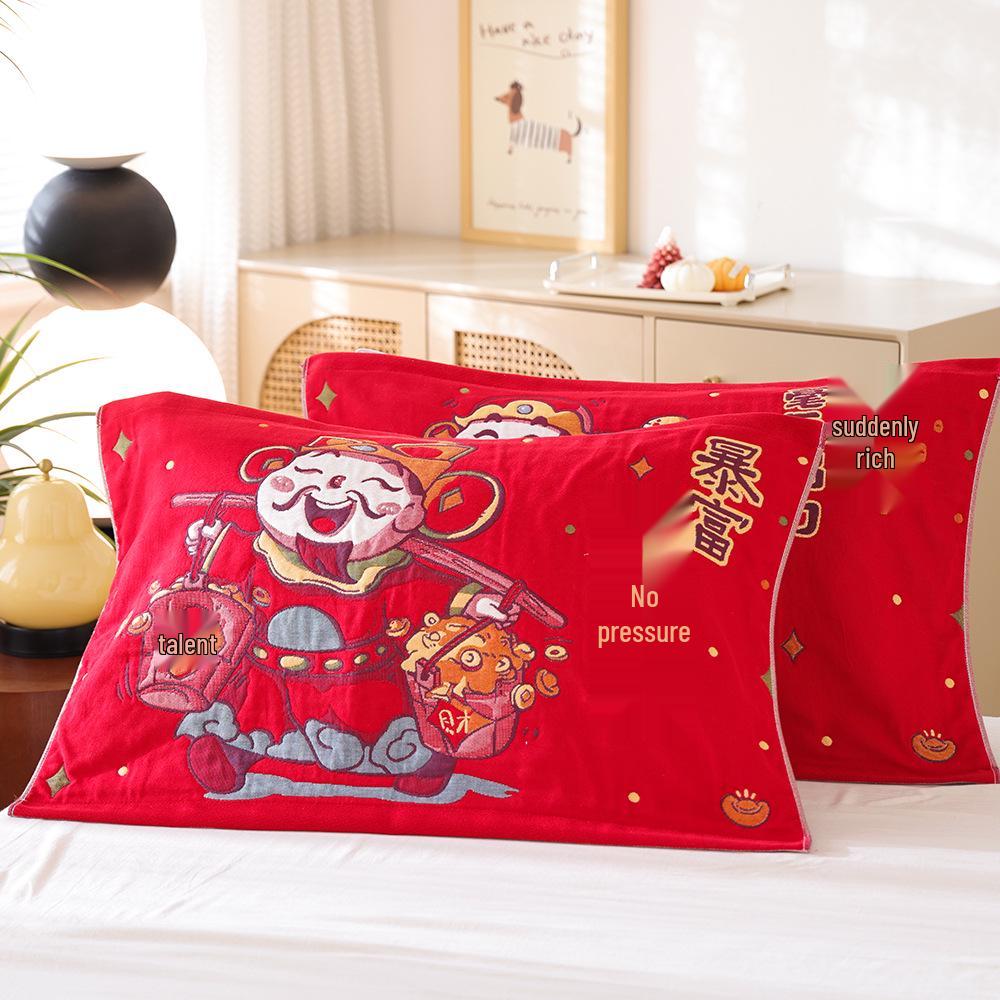 Par de Fronhas de Algodão Antiderrapantes - Design Festivo Vermelho, Absorventes de Suor, Anti-Queda, Frete Grátis