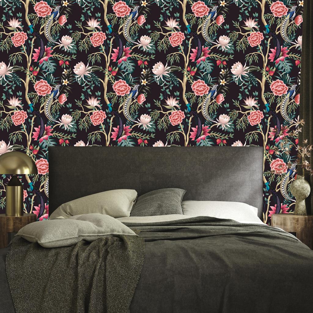Tropical Plants with Birds Wallpaper for Living Room and Bedroom 50x1000