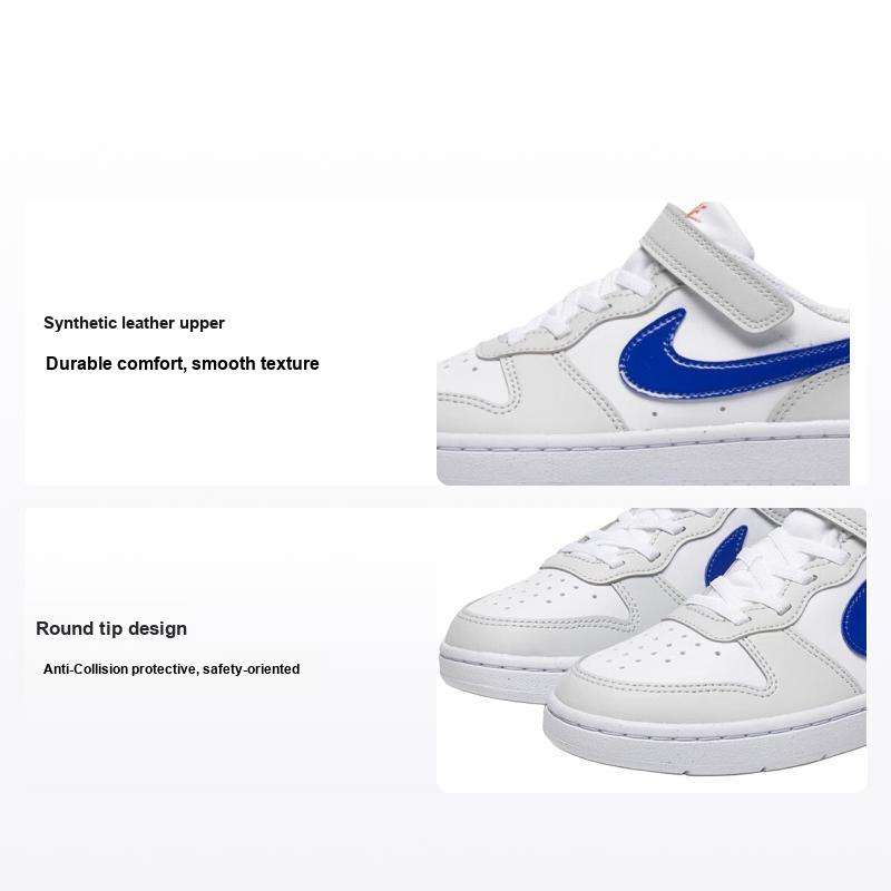 Nike Court Borough Low Recraft Wygodne Wszechstronne Antypoślizgowe Trwałe Niskie Buty Skate Dziecięce Dziecięce Sneakersy Białe Niebieskie DV5457125