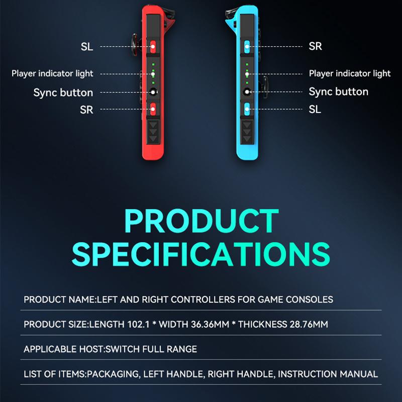 Joypad para interruptor RGB luz de despertar vibração brilho controlador esquerda e direita bluetooth-compatível gamepad para