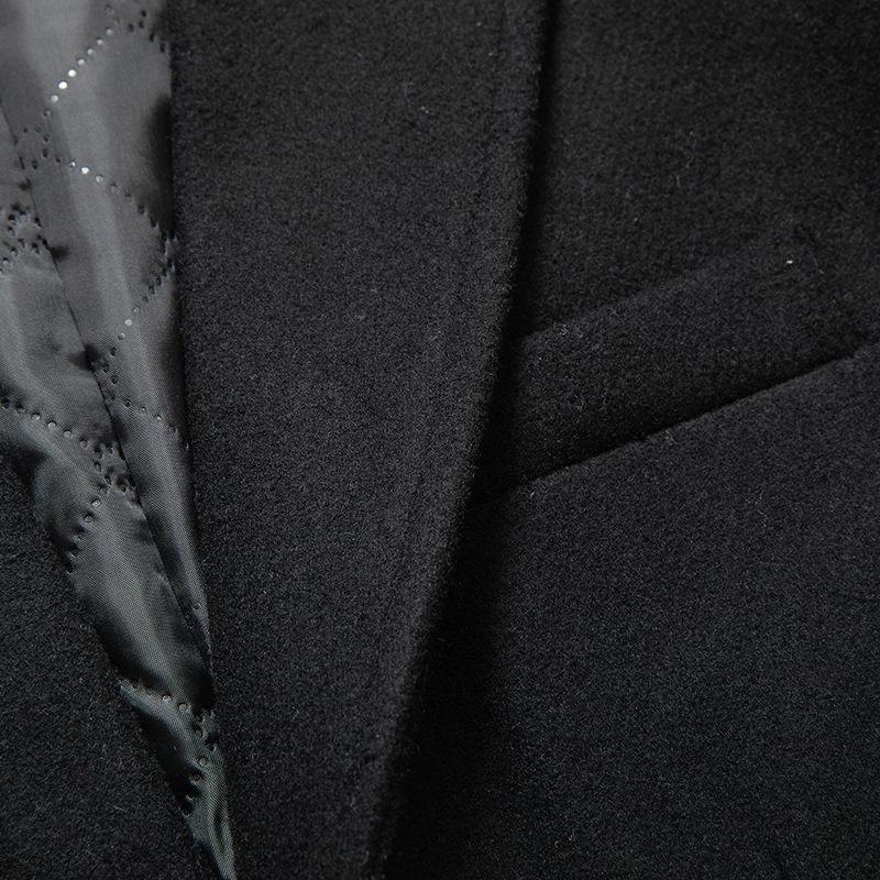 Jesień i Zima Nowy Długi Wełniany Płaszcz Męski Moda Plus Bawełna Pogrubiony Ponad Kolano Ciepły Wełniany Płaszcz Męski Płaszcz