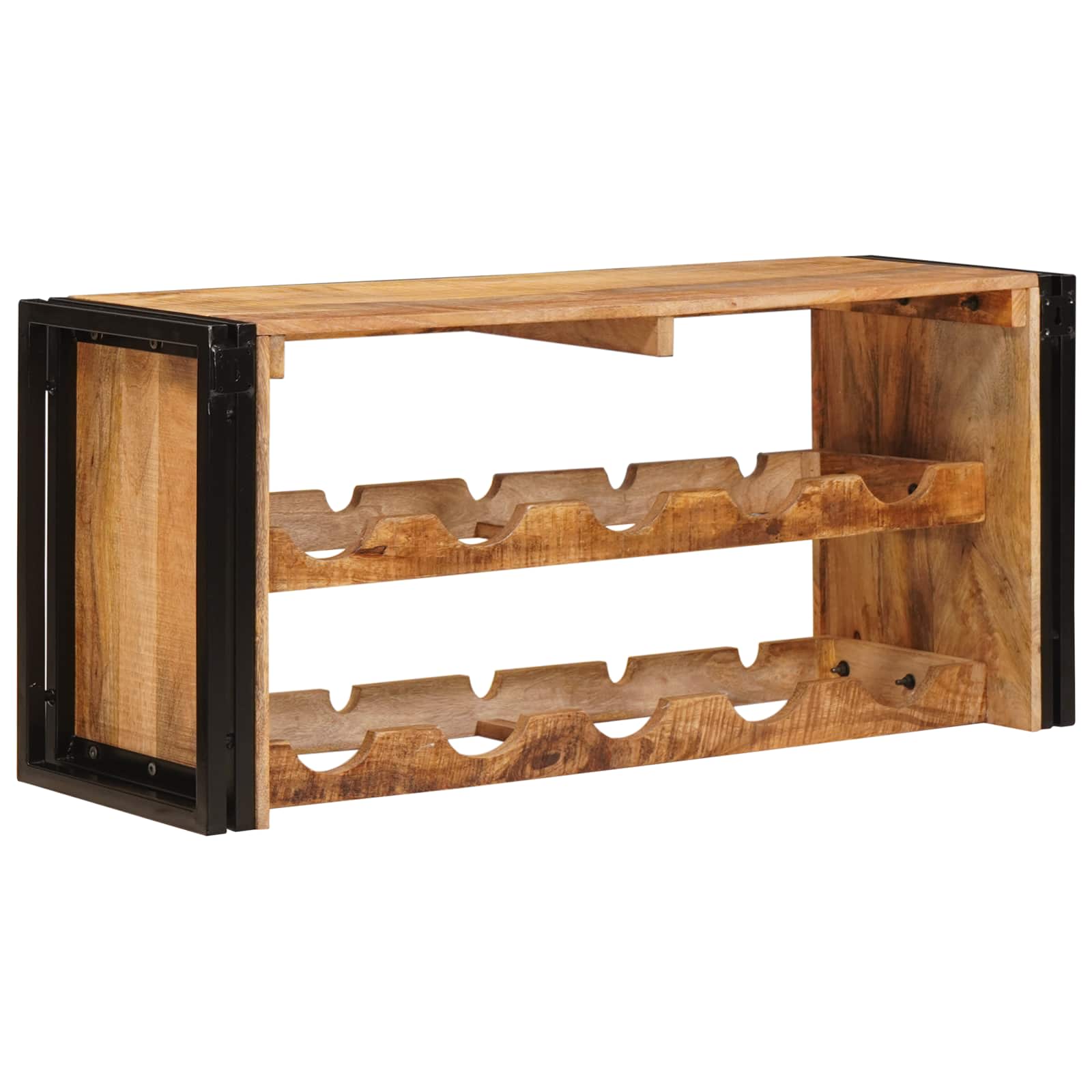 Weinregal Braun 100 x 45 x 33 cm Massives Dickes Mangoholz
