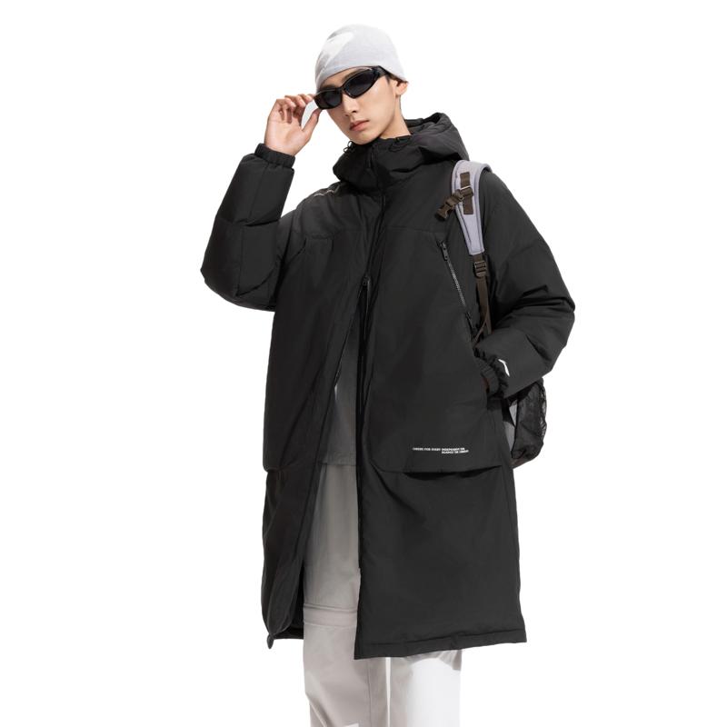 Li Ning CF Water-Resistant Windproof Moisture-Wicking Loose Duck Down Long Down Jacket Men Outerwear AYMV609-2