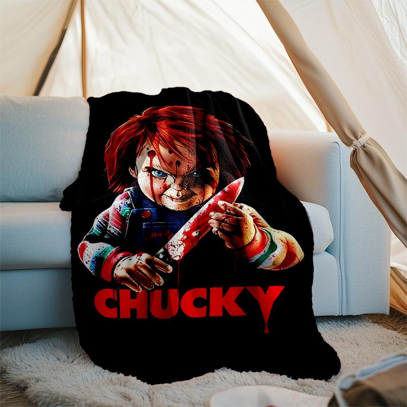 Chucky Theme Printed Blanket - Perfect for Couch, Bed, Travel & Outdoor Use | Machine Washable, Cozy & Durable.