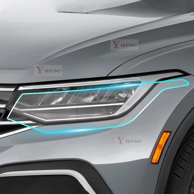 Pour VOLKSWAGEN TIGUAN -2024 2 Pièces Film Protecteur de Phare de Voiture Transparent Fumé Noir Autocollant TPU