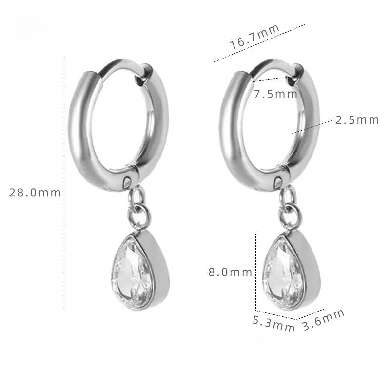 

Water Drop Eyes Zircon Earrings Titanium Steel Anti-allergic Gold Earrings Women s Niche Jewelry