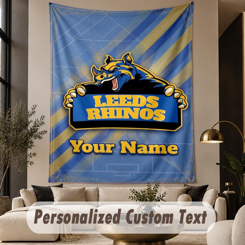 Custom Text Tapestry Leeds Rhinos Print Wall Tapestry Indoor Living Room Wall Decor