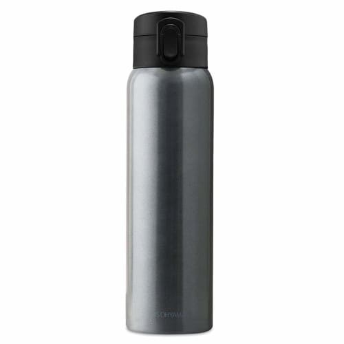 IRIS OHYAMA SB-O600M 600ml Vacuum Insulated Water Bottle, Keeps Water Cold or Hot for 6 Hours, One-Touch Mug Bottle, Metallic Gray