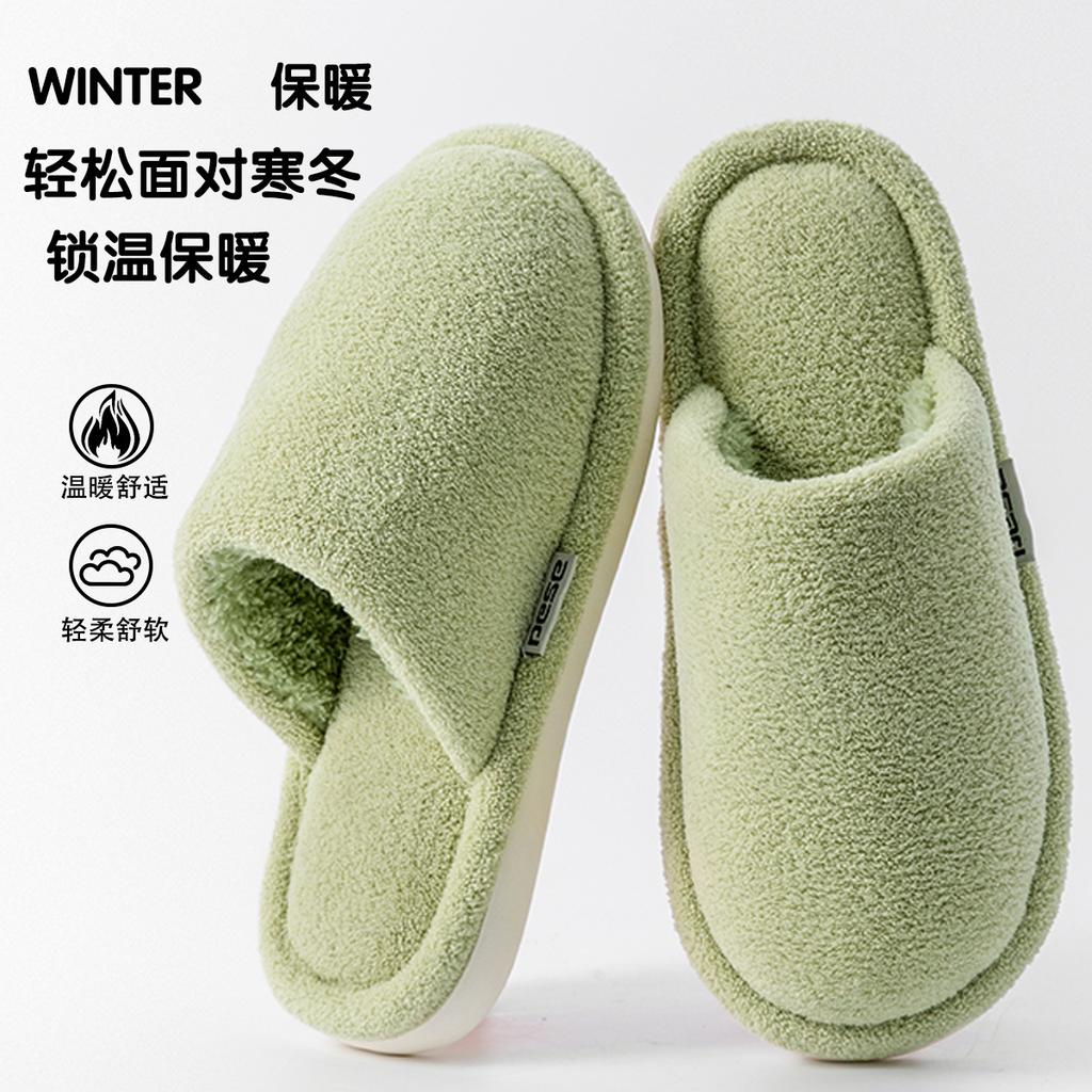 Thickened cotton slippers, plush warm and non-smelly in winter, foot models, thick bottom non-slip home indoor soft bottom in winter