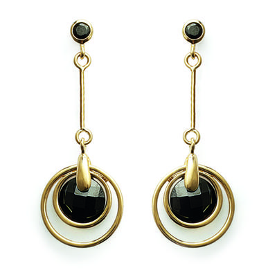 [E9090] - Gold Plated Earrings 'Choréographie' Black Gold - 15x35 Mm