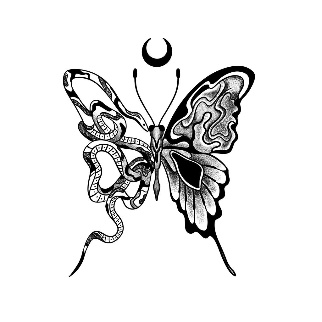 Simple Personality Spice Girl Three-Dimensional Butterfly Flower Wicker Collarbone Arm Tattoo Sticker