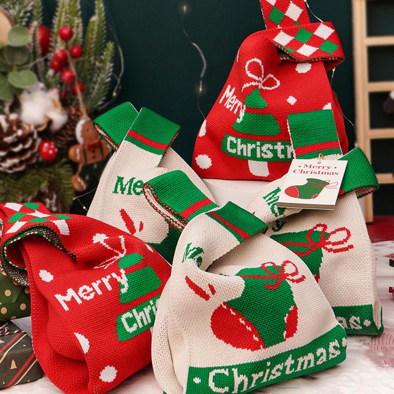 Christmas Gift Bags Xmas Santa Sacks Packaging Knitted Storage Bag Merry Christmas Kids Candy Bag Home Decor Christms Decoration