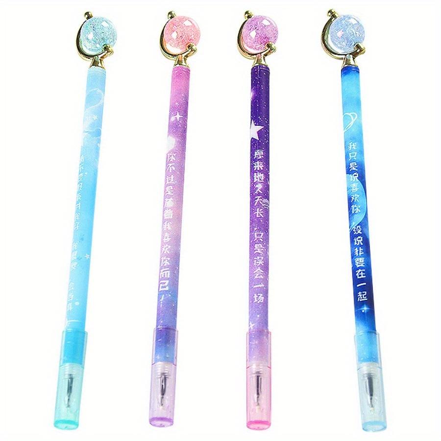Back to school season 1Pc 0.5mm creative crystal globe gel pen cap removal fun text flower film styling pen cute stationery water-based pen