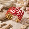 Exaggerated Summer Niche Red Coral Shaped Cuff Bangle for Women Simple Metal Starfish Wide Bracelet Beach Party Jewelry Gifts