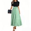 Women's Fashion Casual Belt Short Sleeve Round Neck Retro Printed Splicing Elegant Temperament Dress