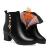Fashion Women Leather Boots Genuine Leather Plush Boots Winter Warm Thick Heel Brand High-heeled Fashion Snow Boots Women Short Boot