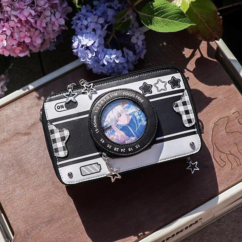 JIAERDI Harajuku Aesthetic Camera Itabag Women Versatile Transparent Casual Crossboody Bags Female Sweet Cute Messenger Bag 23x14x11.5cm чёрный