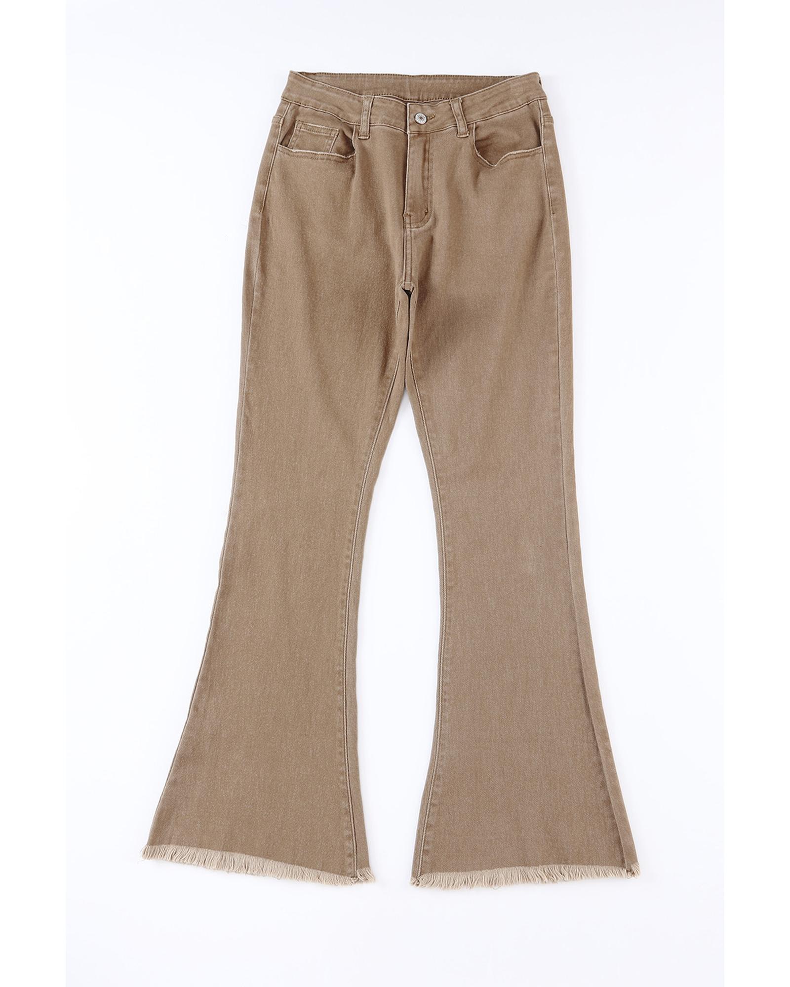 

Azura Exchange Khaki High Waist Flare Jeans 10 US хакі