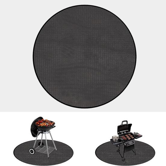 Fireproof Mat Outdoor Camping Round Grill Pad Oil-Proof Water-Resistant Reusable Wood Burning Fire-Pit Grill Mat
