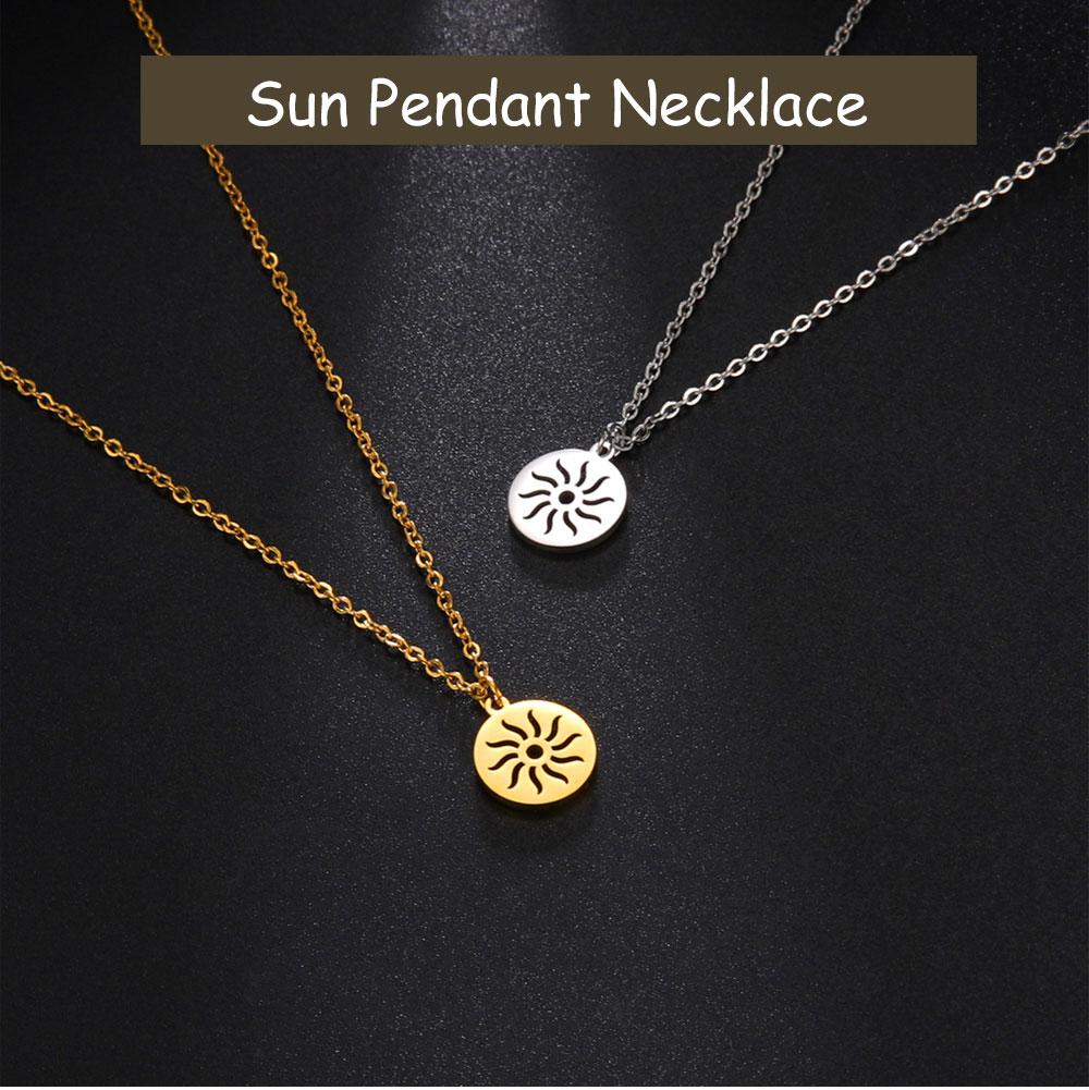 Cazador Small Sun Pendant Necklace for Women Round Minimalist Double Chain on Neck Gift Stainless Steel Jewelry 2026 Wholesale