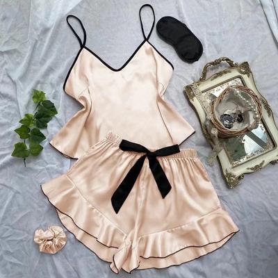 Seiden-Pyjamas für Damen Satin-Pyjama-Set Sexy Dessous Camisole Nachtwäsche Schlafbekleidung Bequemes Shorts-Set Luxus-Dessous